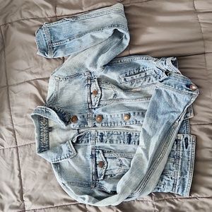 American eagle cropped denim jacket size small